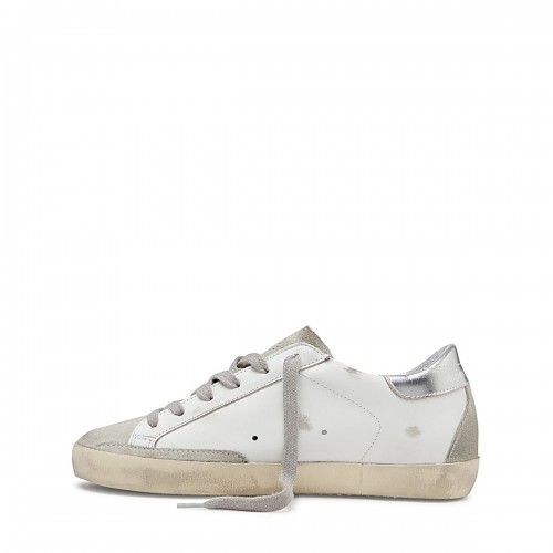 WHITE AND PINK LEATHER SUPER-STAR SNEAKERS