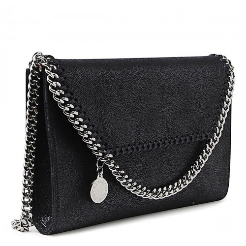 BLACK FAUX LEATHER FALABELLA CROSSBODY BAG