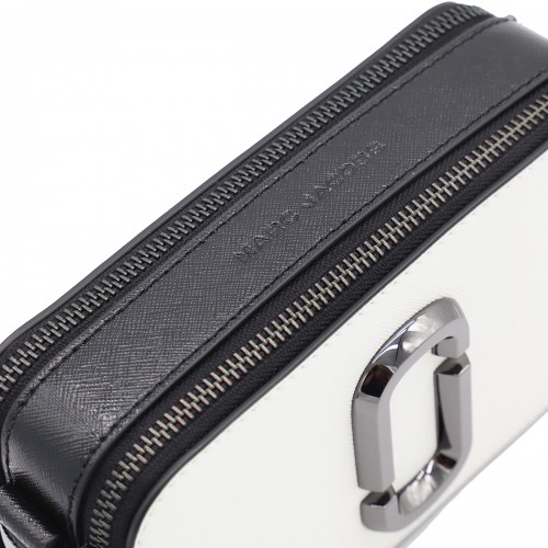 BLACK AND WHITE LEATHER THE SNAPSHOT CROSSBODY BAG