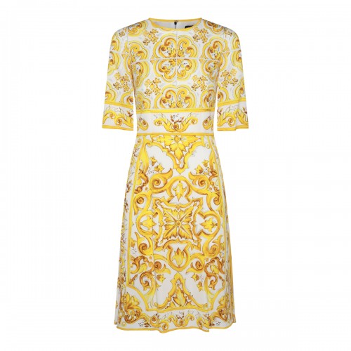 WHITE AND YELLO SILK DRESS