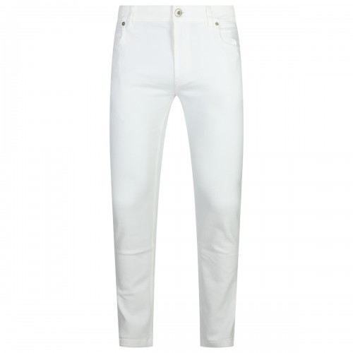 WHITE COTTON BLEND JEANS