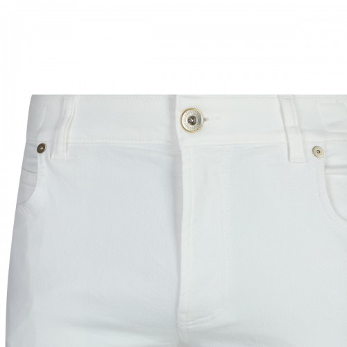 WHITE COTTON BLEND JEANS