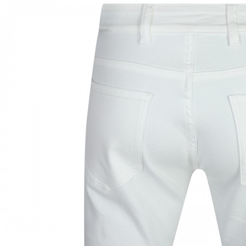 WHITE COTTON BLEND JEANS