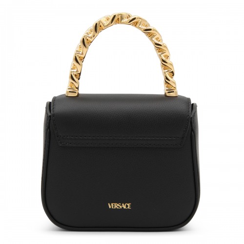 BLACK LEATHER LA MEDUSA MINI TOP HANDLE BAG