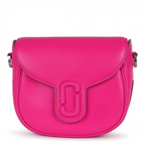 HOT PINK LEATHER COVERED J MARC SADDLE CROSSBODY BAG