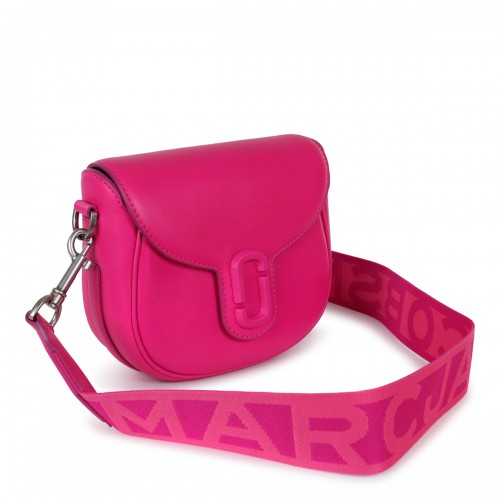 HOT PINK LEATHER COVERED J MARC SADDLE CROSSBODY BAG