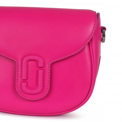 HOT PINK LEATHER COVERED J MARC SADDLE CROSSBODY BAG