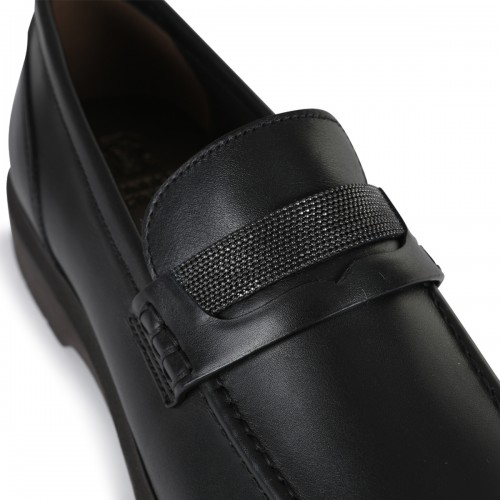 BLACK LEATHER LOAFERS