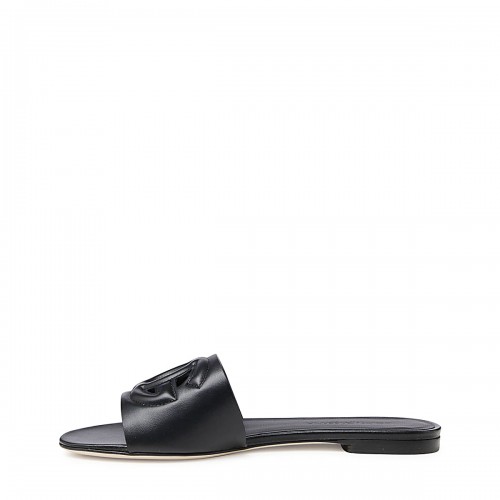 BLACK LEATHER DG MILLENNIALS FLATS