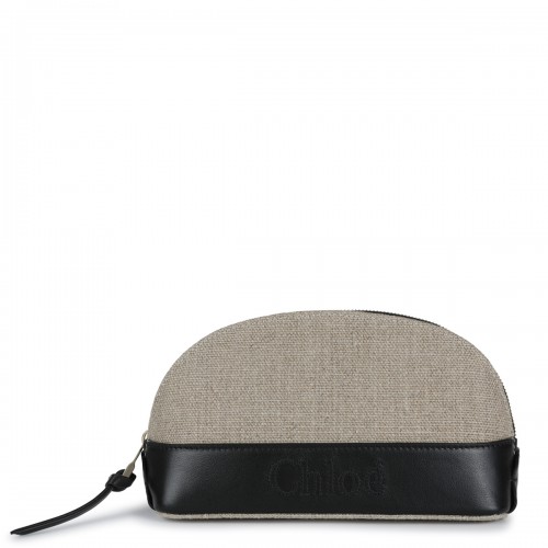 BEIGE AND BLACK LINEN WALLET