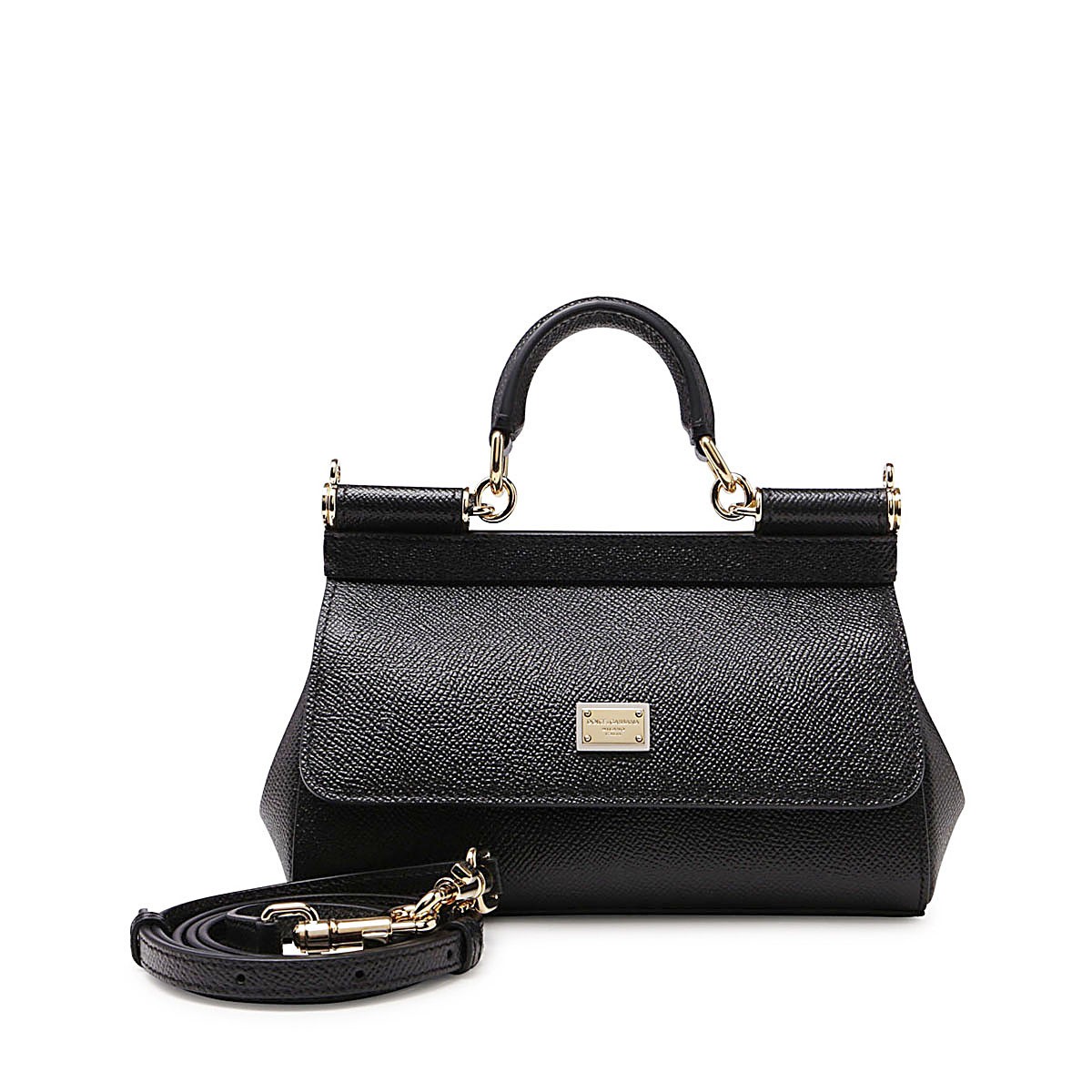 BLACK LEATHER SMALL SICILY BAG