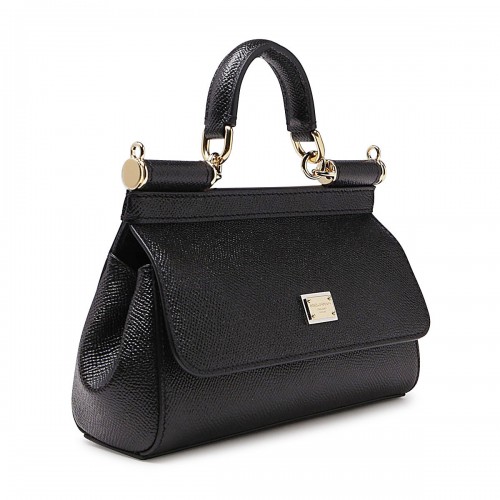 BLACK LEATHER SMALL SICILY BAG