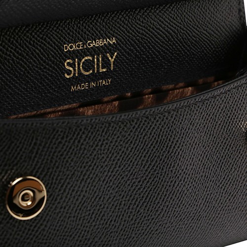 BLACK LEATHER SMALL SICILY BAG