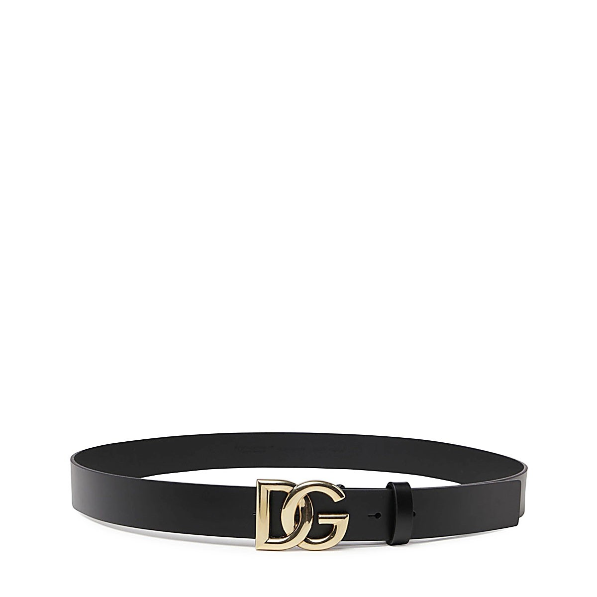 BLACK LEATHER DG LOGO BELT