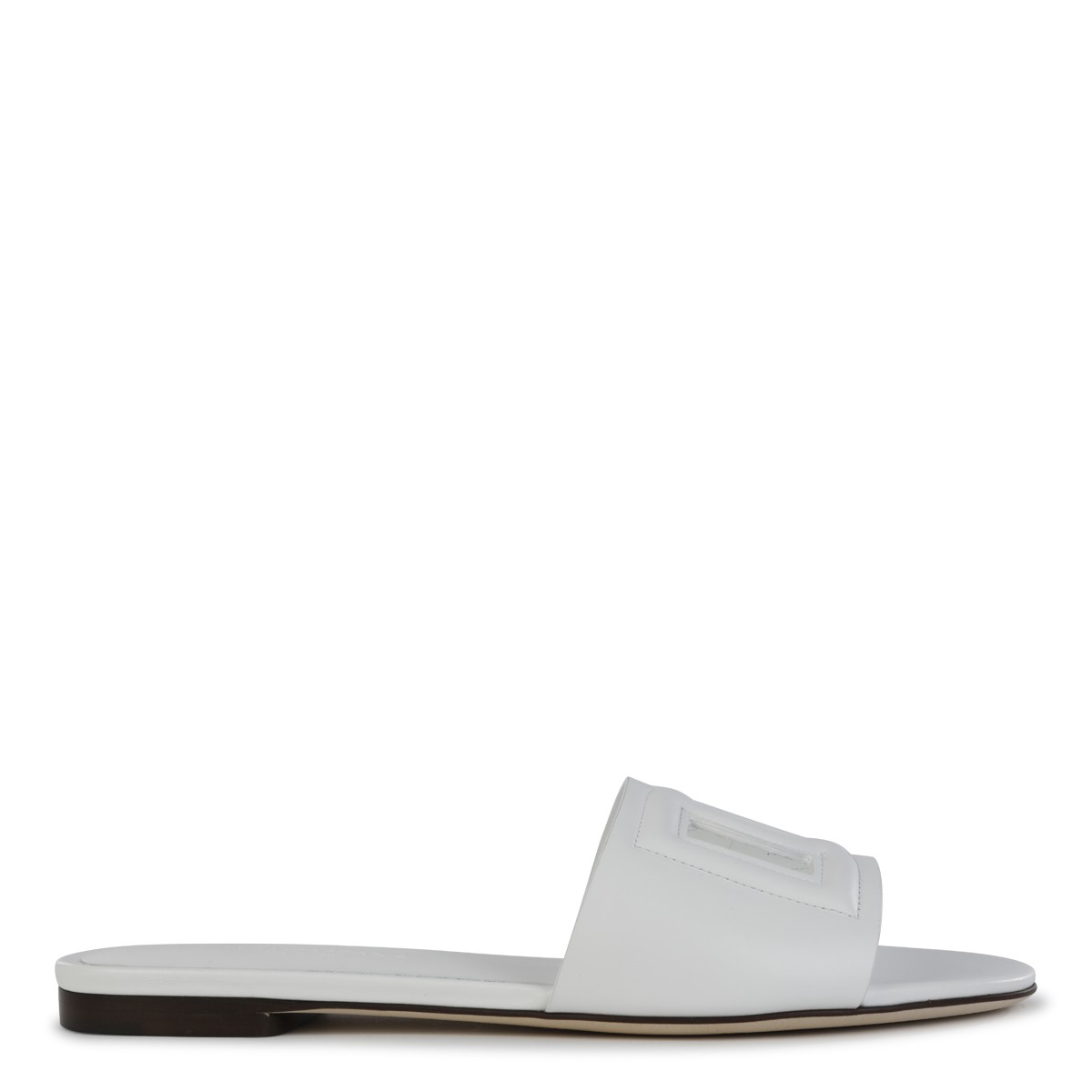 WHITE LEATHER DG MILLENNIALS FLATS