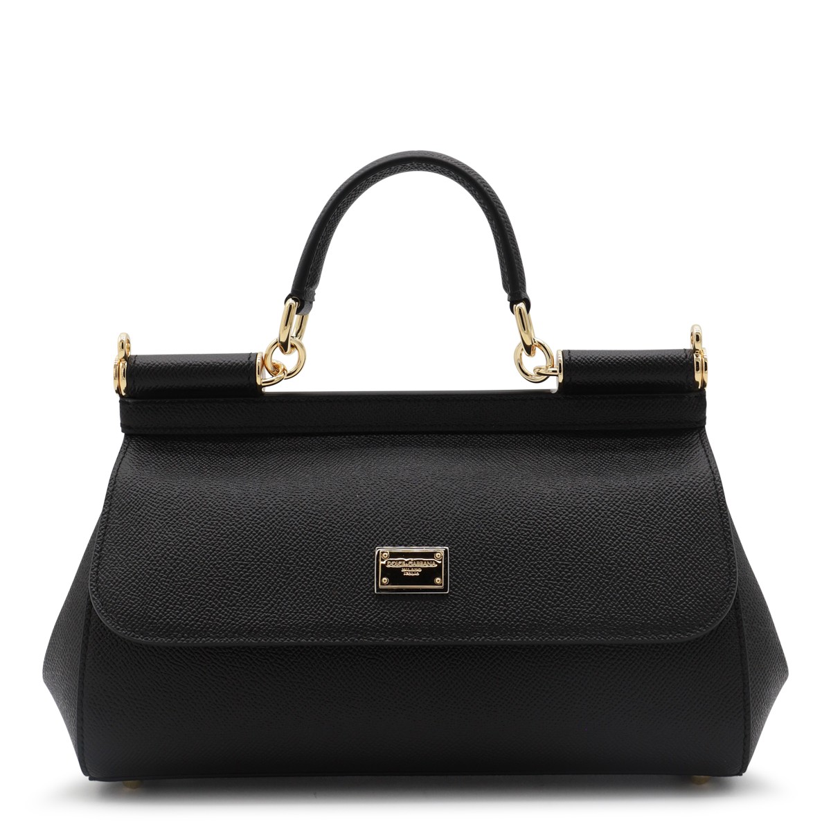 BLACK LEATHER MISS SICILY TOP HANDLE BAG