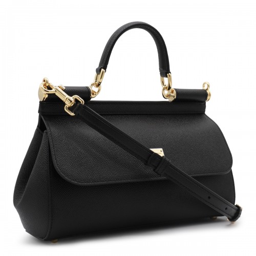 BLACK LEATHER MISS SICILY TOP HANDLE BAG