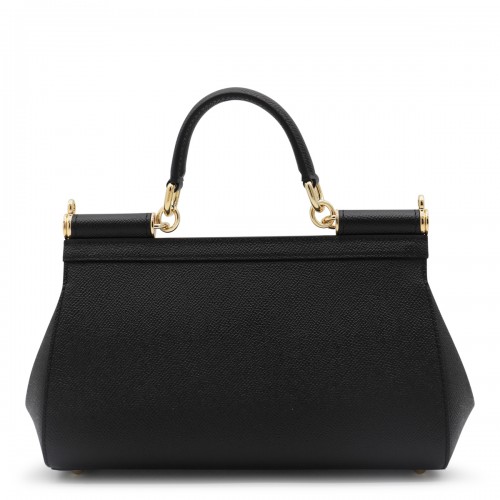 BLACK LEATHER MISS SICILY TOP HANDLE BAG