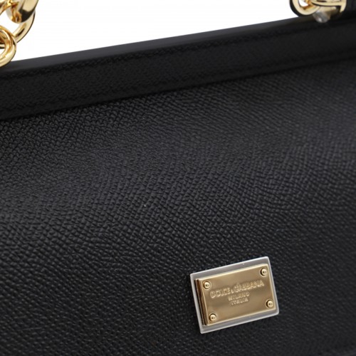 BLACK LEATHER MISS SICILY TOP HANDLE BAG