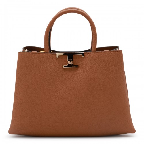 BROWN LEATHER TOP HANDEL BAG