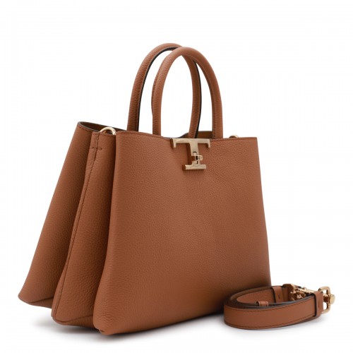 BROWN LEATHER TOP HANDEL BAG