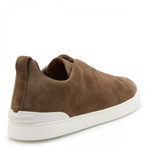 BROWN SUEDE SLIP ON SNEAKERS