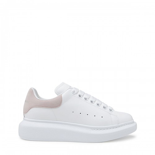 WHITE AND LIGHT PINK LEATHER OVERSIZED SNEAKERS