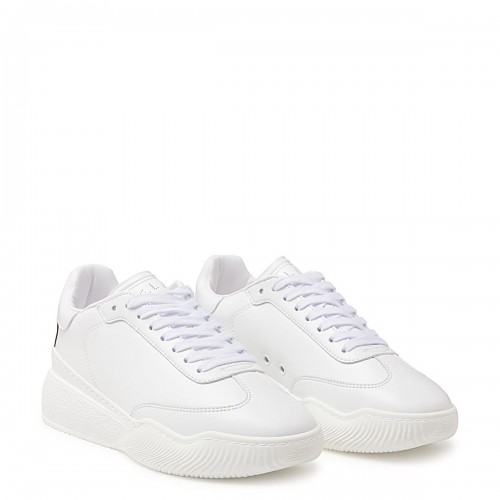 WHITE FAUX LEATHER LOOP SNEAKERS