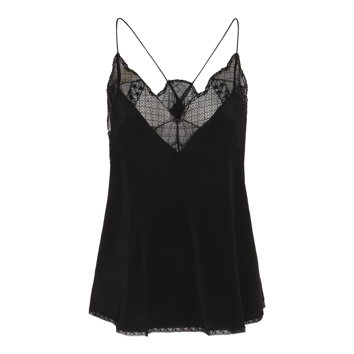 NOIR SILK LACE TRIP SLIM TOP