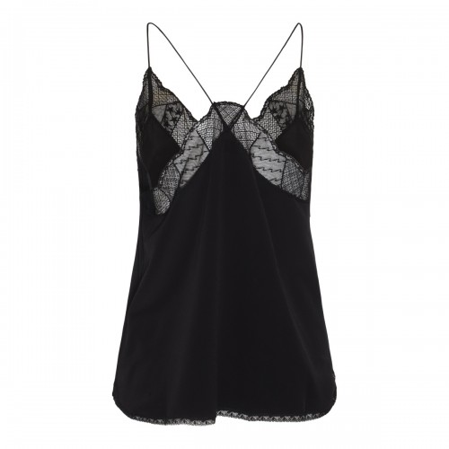 NOIR SILK LACE TRIP SLIM TOP