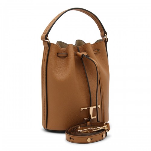 BROWN LEATHER BUCKET BAG