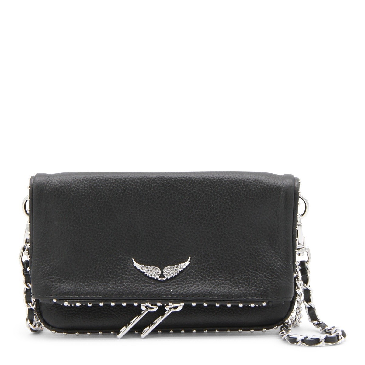 BLACK LEATHER ROCK NANO SWING YOUR WINGS SHOULDER BAG