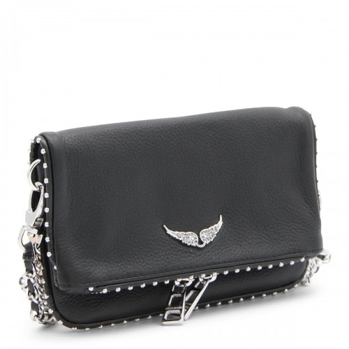 BLACK LEATHER ROCK NANO SWING YOUR WINGS SHOULDER BAG