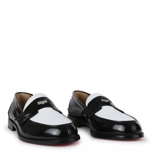 BLACK AND WHITE LEATHER LOAFERS