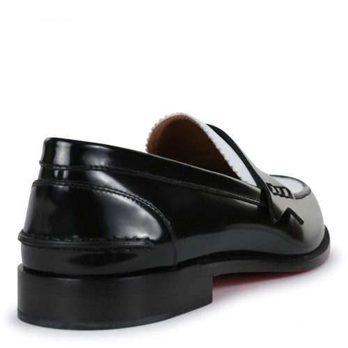 BLACK AND WHITE LEATHER LOAFERS