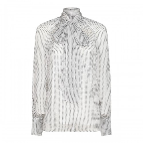 WHITE AND GREY SILK SHIRT
