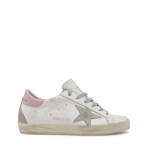 WHITE ICE AND PINK LEATHER SUPER-STAR SNEAKERS