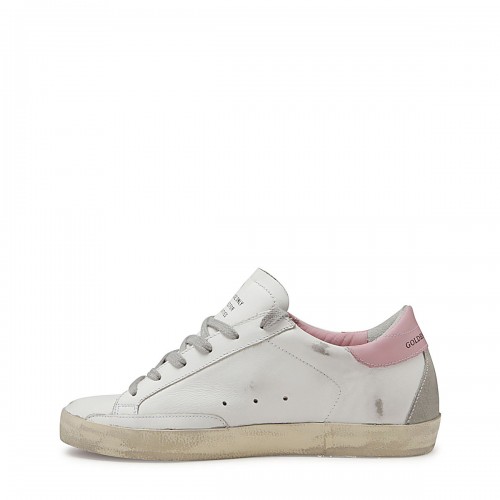 WHITE ICE AND PINK LEATHER SUPER-STAR SNEAKERS