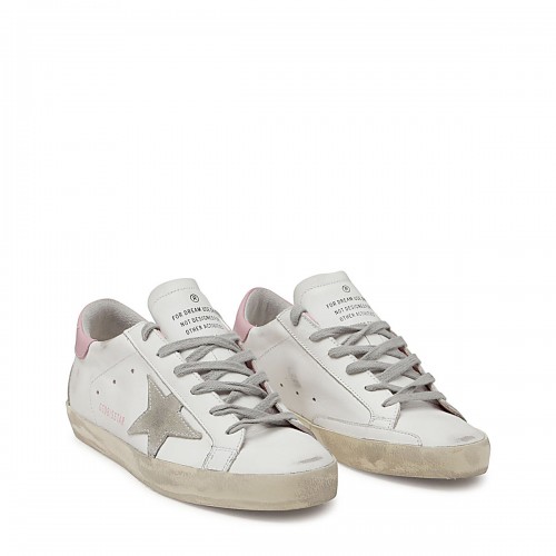 WHITE ICE AND PINK LEATHER SUPER-STAR SNEAKERS