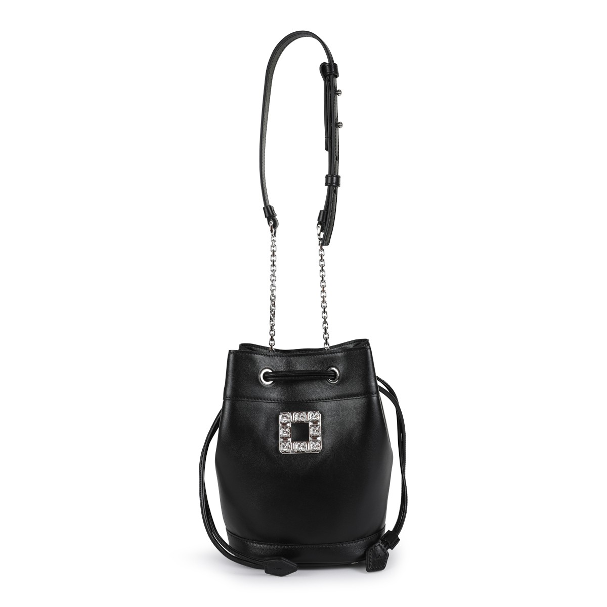 BLACK LEATHER TRES VIVIER SATCHEL BAG