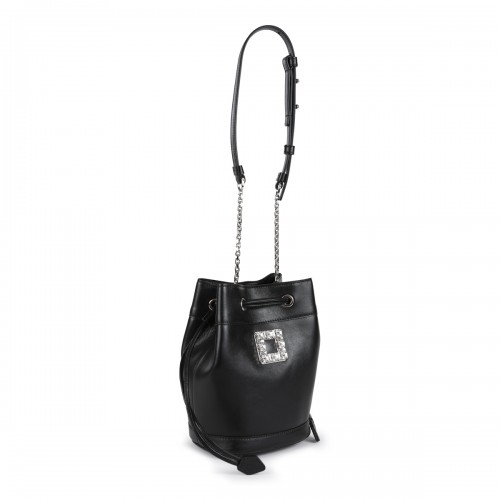 BLACK LEATHER TRES VIVIER SATCHEL BAG