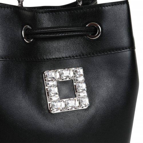 BLACK LEATHER TRES VIVIER SATCHEL BAG