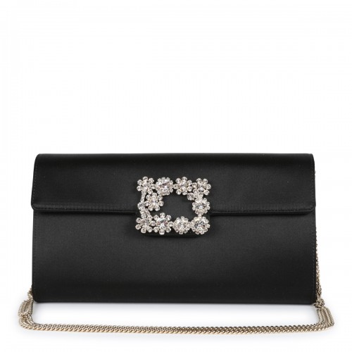 BLACK FIBBIA FLOWER STRASS BAG