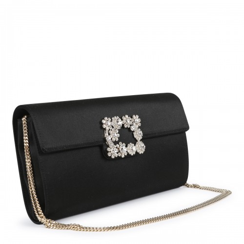 BLACK FIBBIA FLOWER STRASS BAG