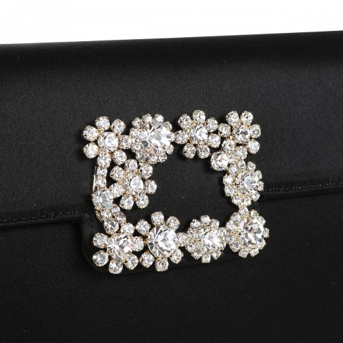 BLACK FIBBIA FLOWER STRASS BAG