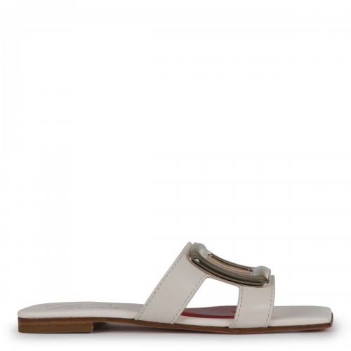 WHITE LEATHER VIV' BY THE SEA MULES FLATS