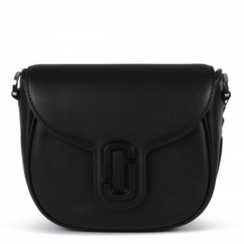 BLACK LEATHER COVERED J MARC SADDLE CROSSBODY BAG