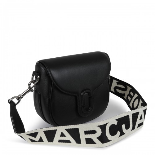 BLACK LEATHER COVERED J MARC SADDLE CROSSBODY BAG