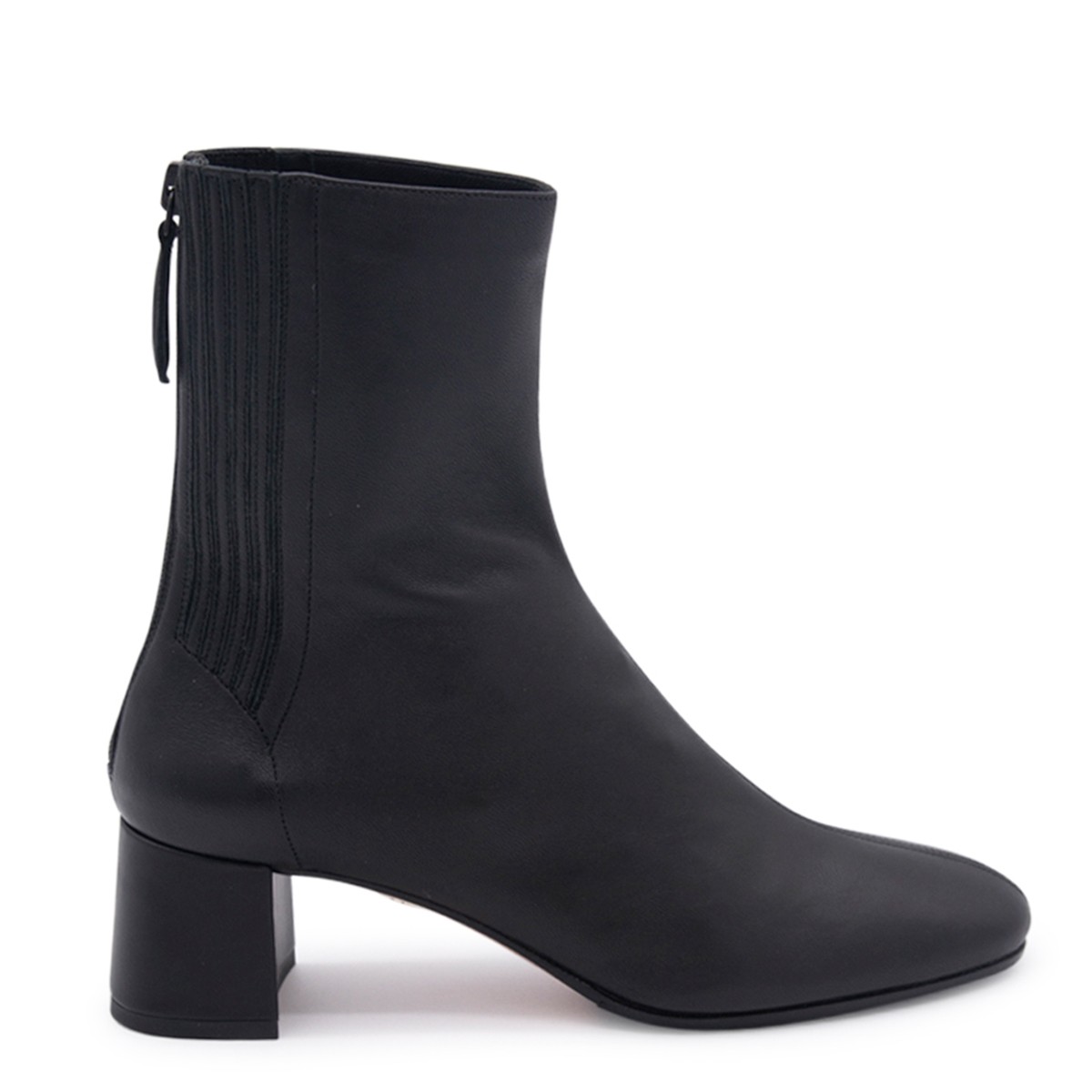 BLACK LEATHER SAINT HONORE ANKLE BOOTS