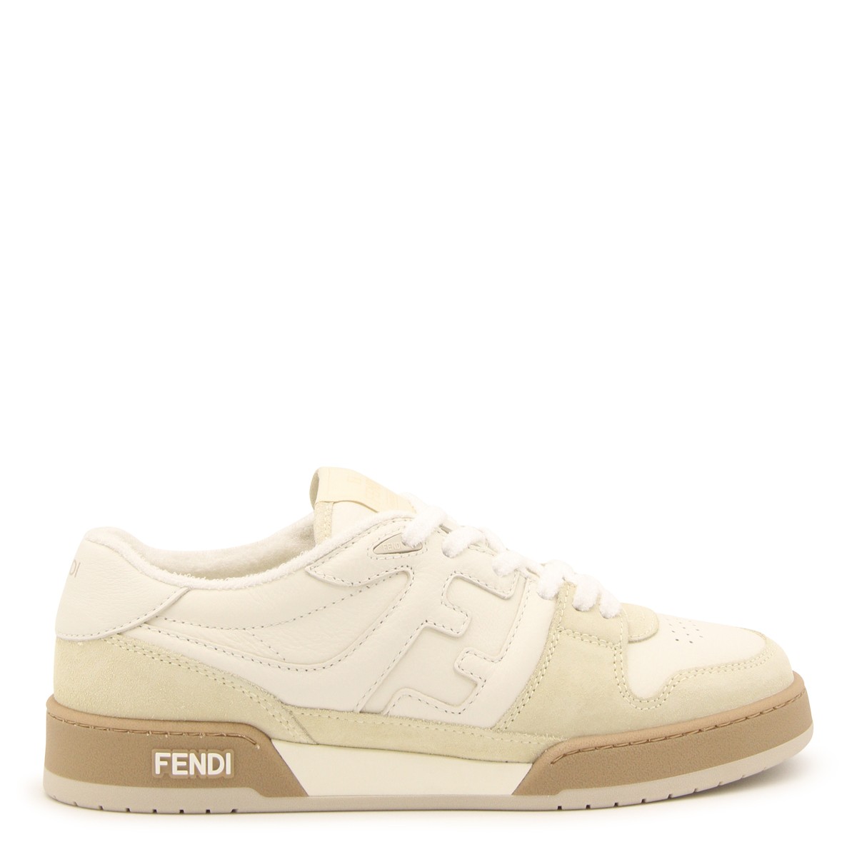 BEIGE LEATHER AND SUEDE SNEAKERS